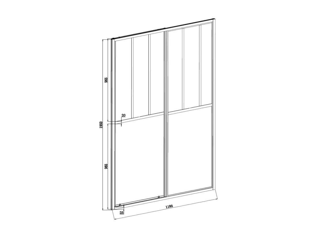 Porte de douche coulissante noir mat style atelier - 120 x 195 cm - URBANIK