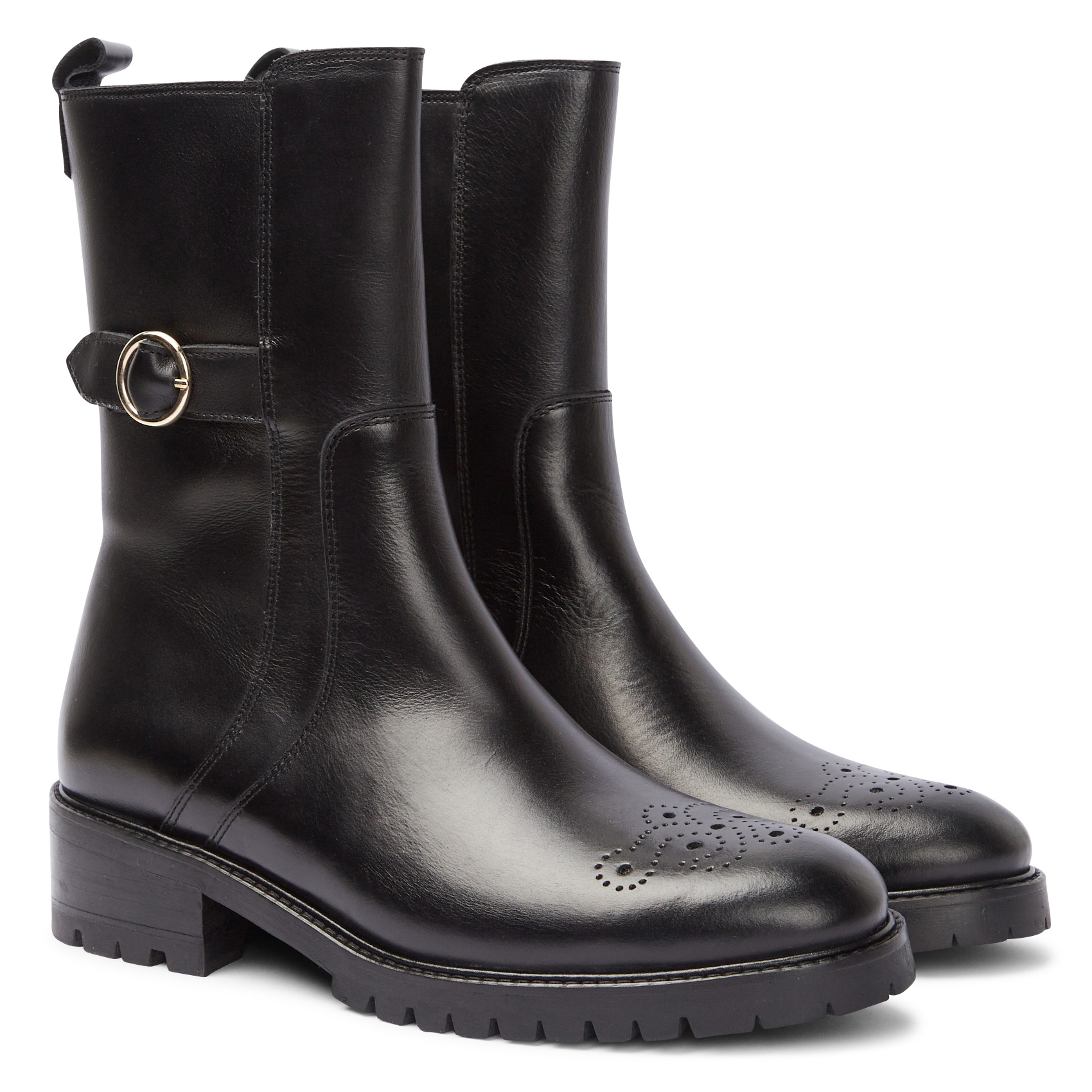 BENETT - Bottes en cuir lisse | Noir