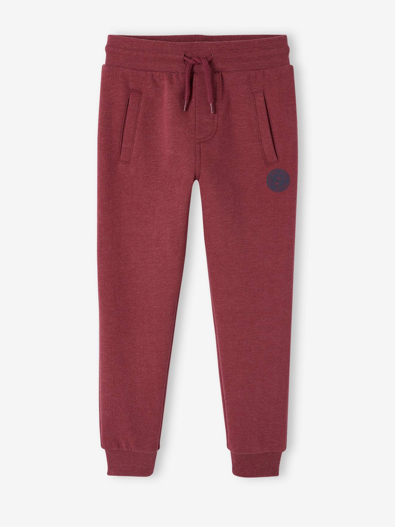 Calça de moletom estilo jogging, preta mesclada escura para menino