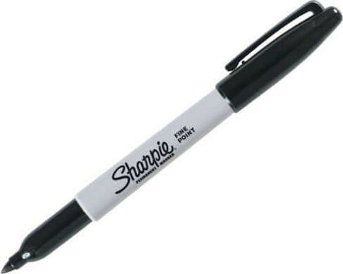 Sharpie permanent markør fin kulespiss F 0,9 mm svart blemme på 1