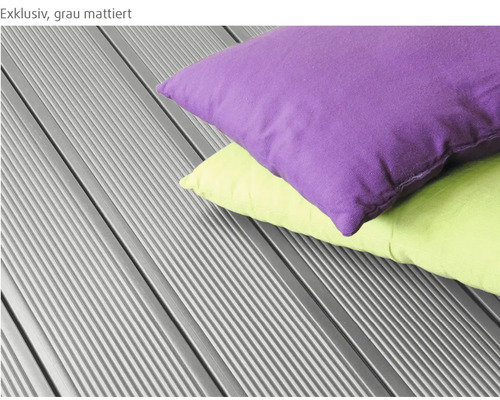 Konsta WPC terrasplank Primera holle kamerprofiel glad 26x145 mm (verkoop per meter van 1,00 m tot max. 6,00 m) grijs