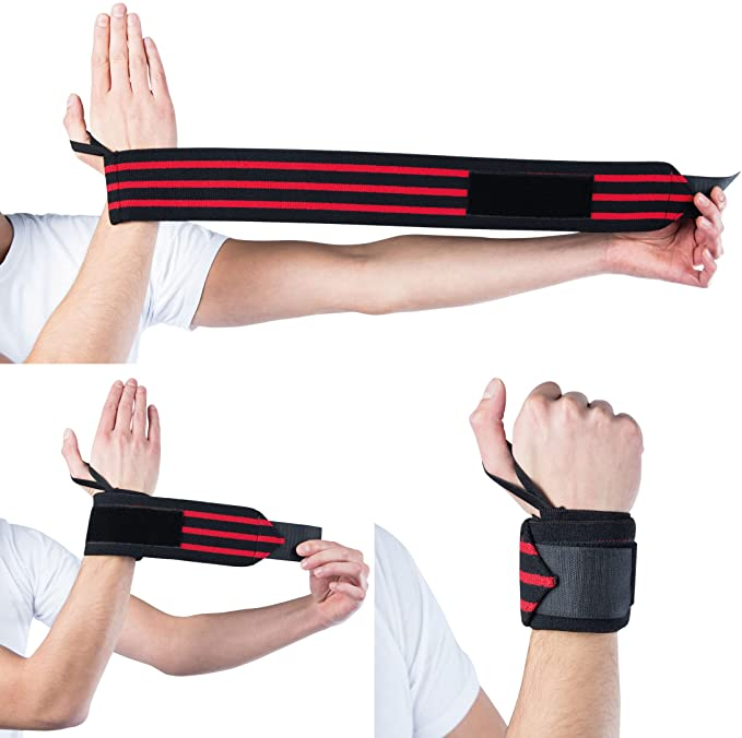 (1Paar) Unisex Handgelenk Stützen Fitness Wrist Wraps Verstellbare Crossfit Sport Bandagen - Schwarz / Grau