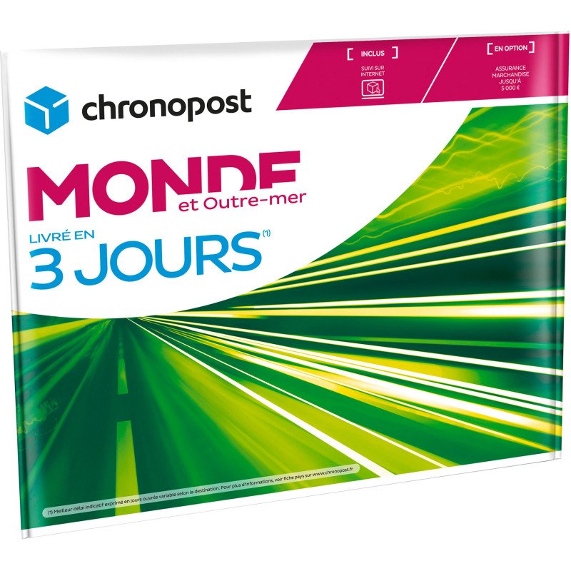 Enveloppe Chronopost Express -Monde et Outre-Mer -1kg - Livraison 3 Jours