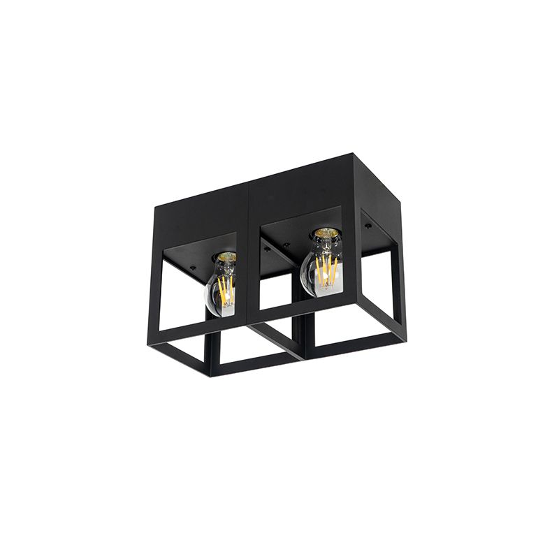 Moderne plafondlamp zwart 2-lichts - Cela