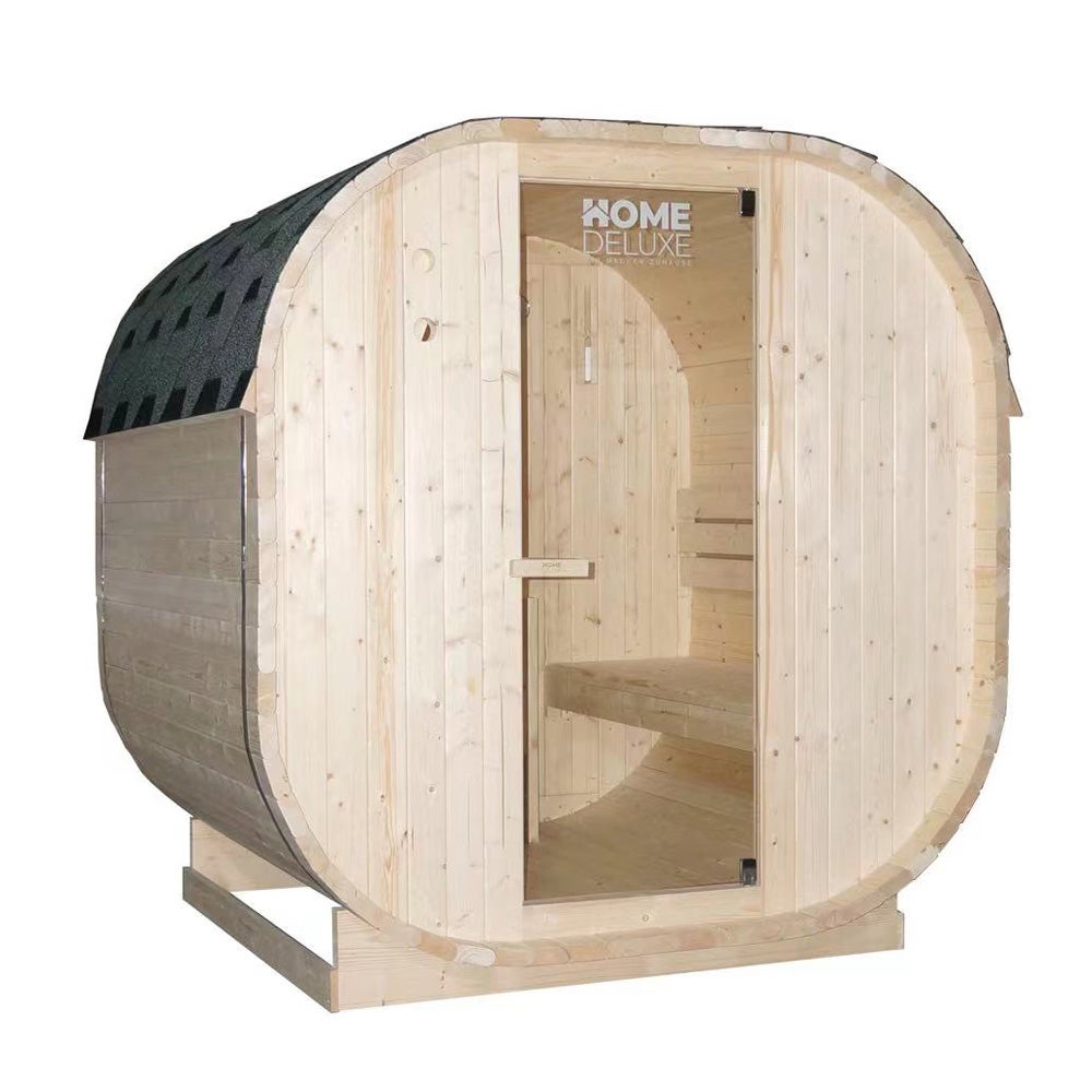 Home Deluxe - Buitensauna CUBE L - Afmetingen: ca. 194 cm x 185 cm x 180 cm, Houtsoort: Sparrenhout - incl. saunakachel en saunatoebehoren | Tuinsauna, buitensauna, saunavat voor 4 personen