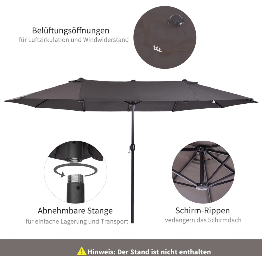 Outsunny Marktschirm mit Handkurbel grau