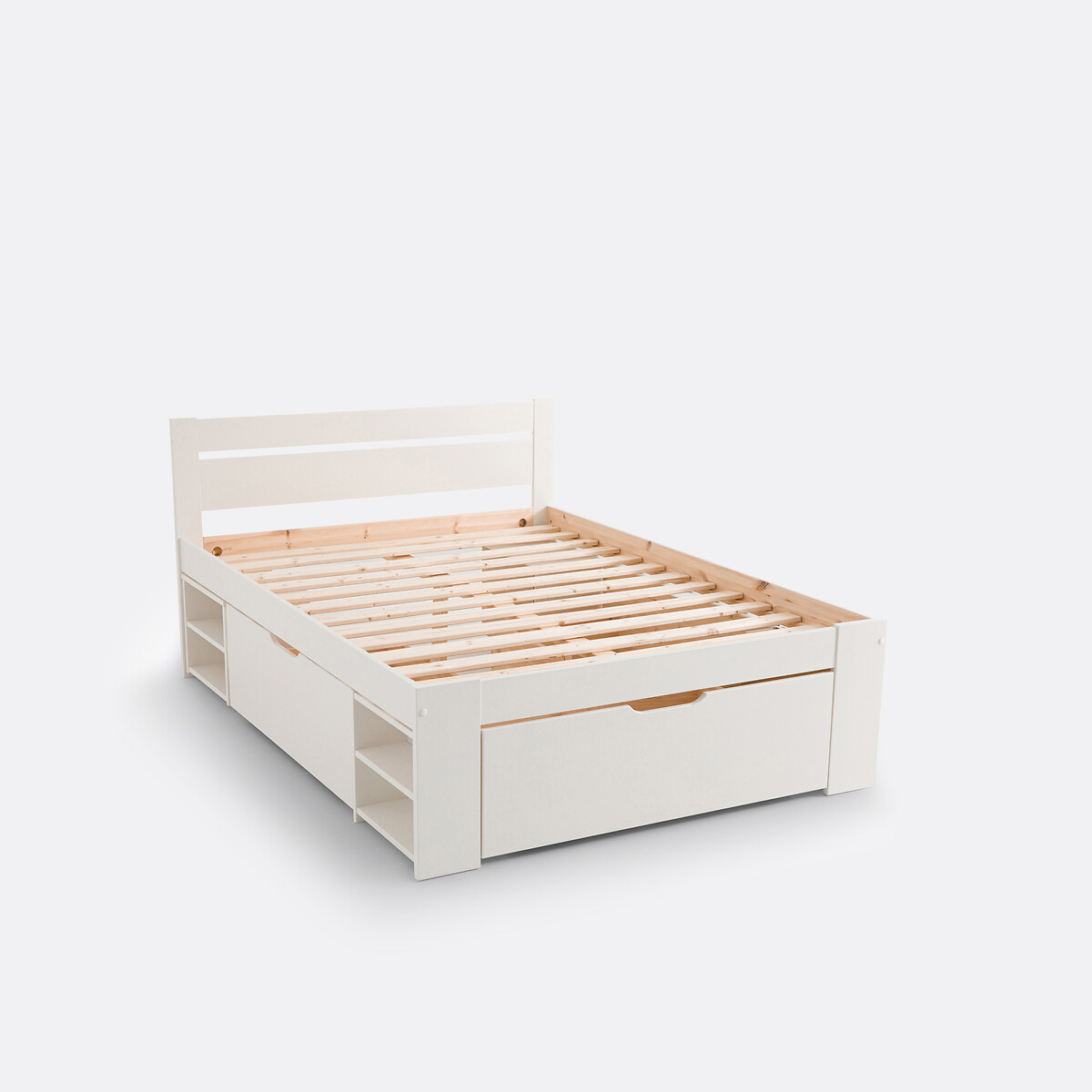 LA REDOUTE INTERIEURS<br>Cama com estrado de ripas, gavetas e mesas de cabeceira, Konni