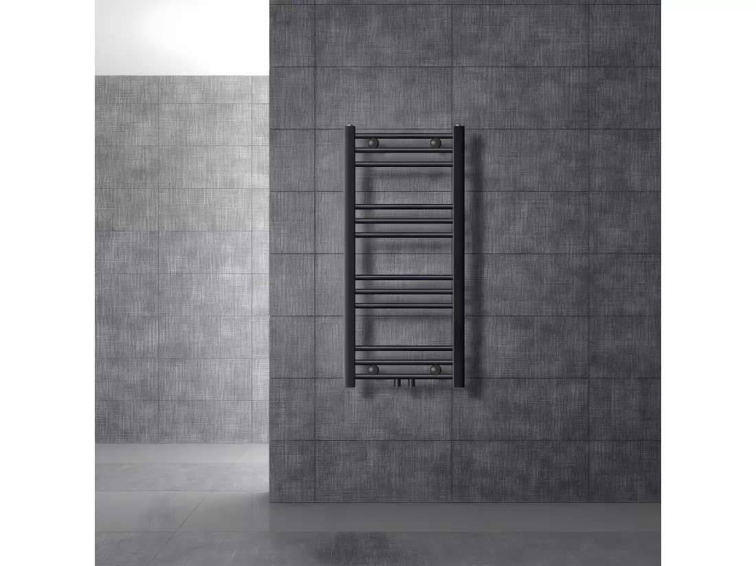 Radiateur sèche-serviette salle bain acier anthracite connexion central 40x80 cm
