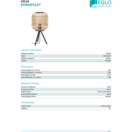 EGLO Bordsley bordlampe