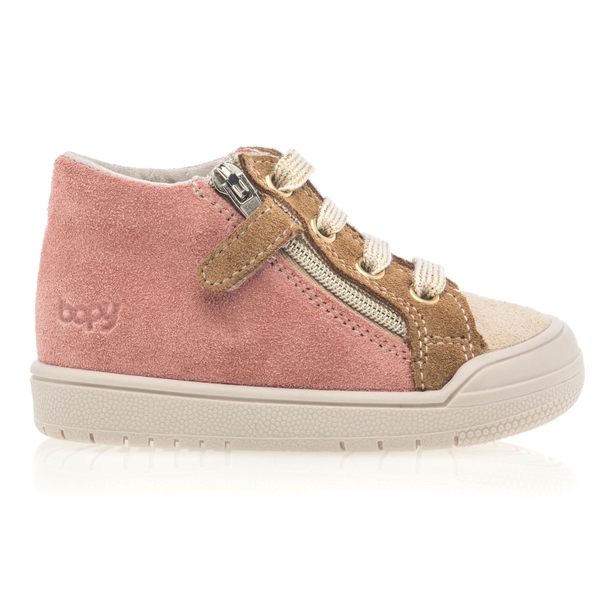 Baskets hautes Bébé fille en cuir rose