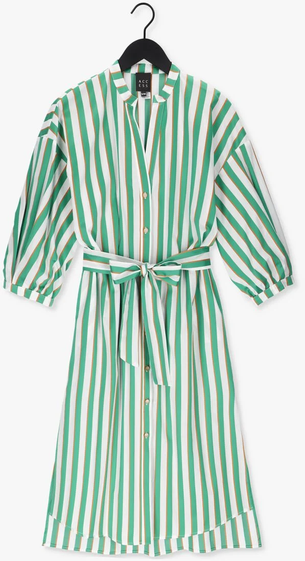 ACCESS groene access midi jurk striped shirt dress