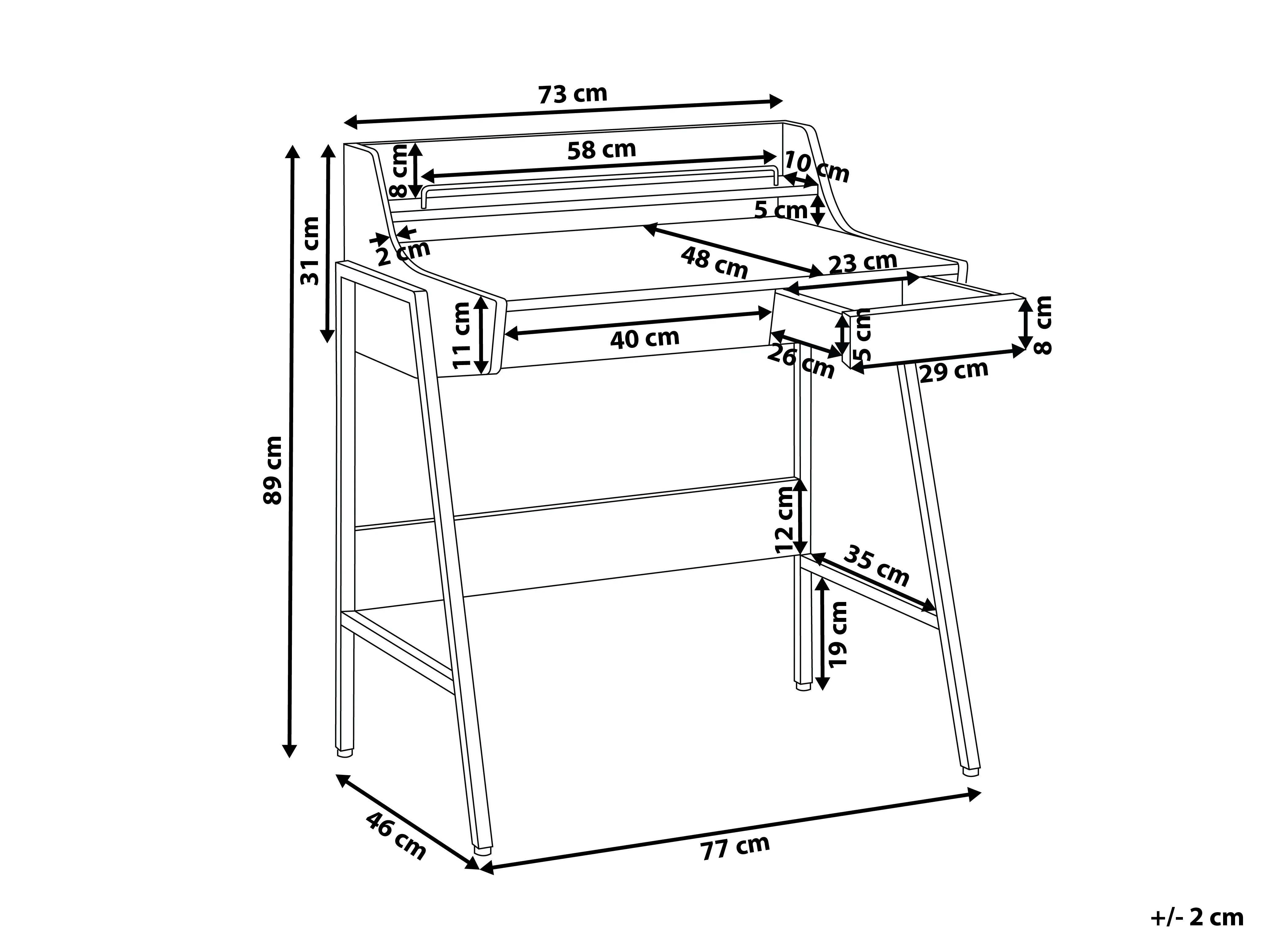 Bureau BROXTON Lichtbruin 77 cm 46 cm met lades