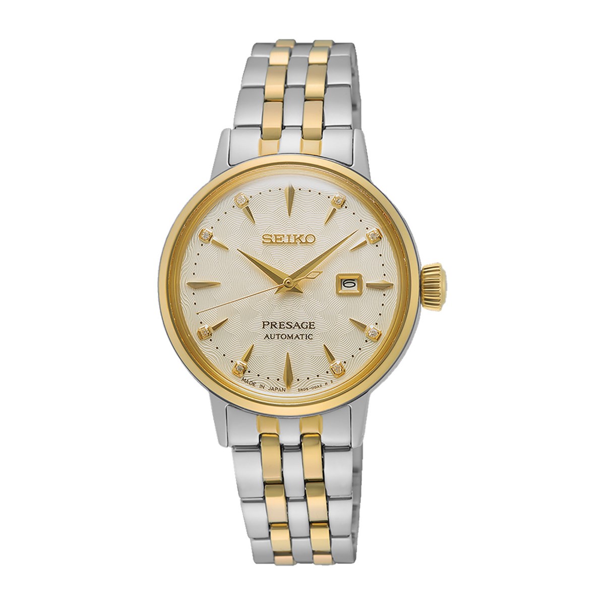 Montre Seiko Présage automatique bicolore diamants