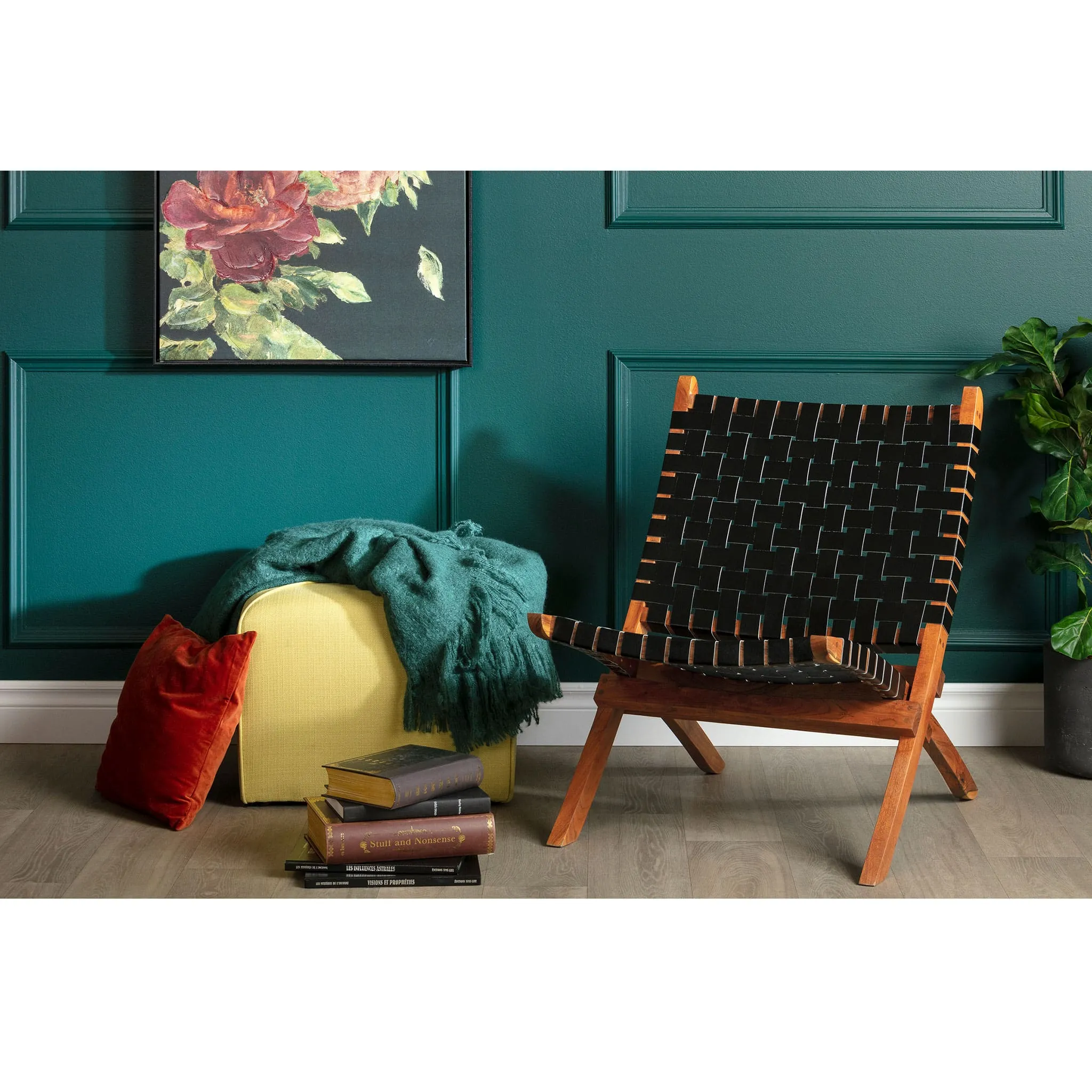 South Shore Fauteuil en Cuir Tressé Balka - Noir Mat