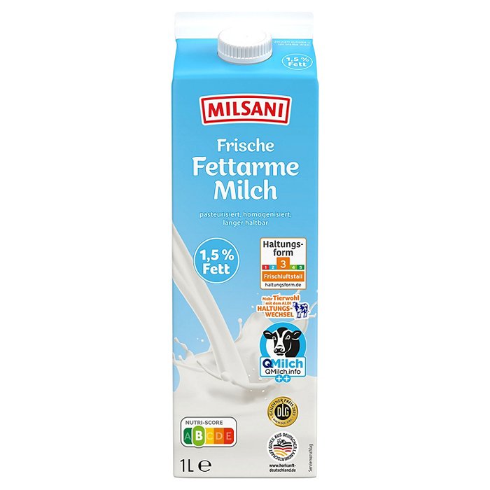 MILSANI Frische Milch 1,5 % 1 l, fettarm