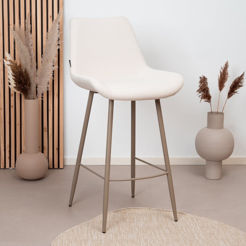 Bronx71 Scandinavische barkruk Maud gerecyclede stof off white 74 cm