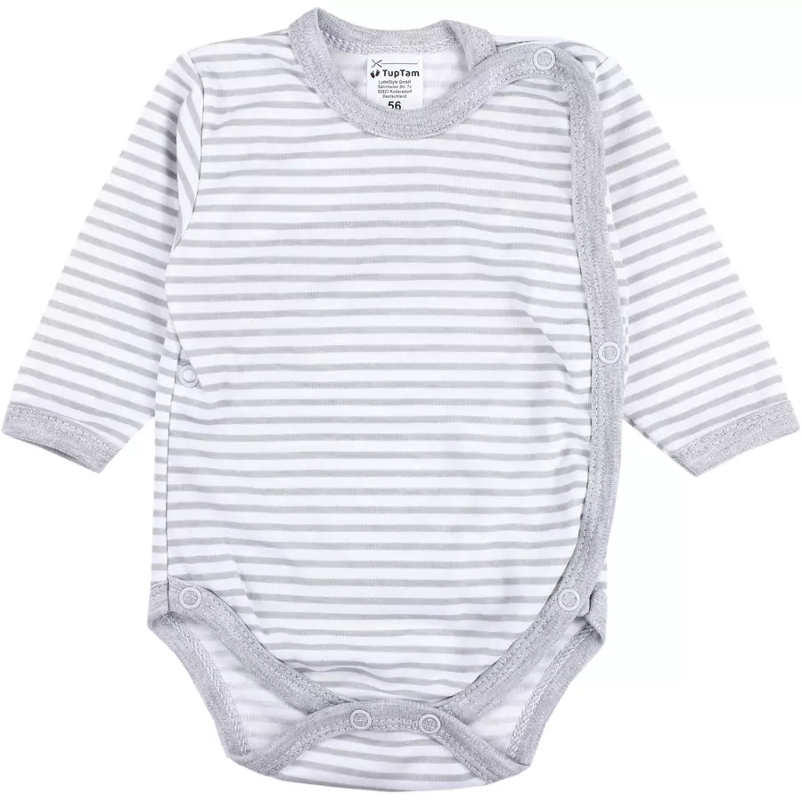 TupTam Baby Langarm Wickelbody im 5er Set grauweiß