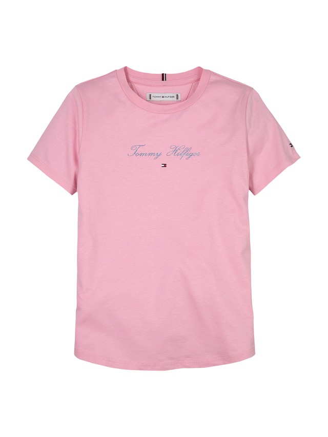 Tommy Hilfiger T-Shirt »TOMMY SCRIPT SLIM TEE SS«, mit glitzerndem Schriftzug