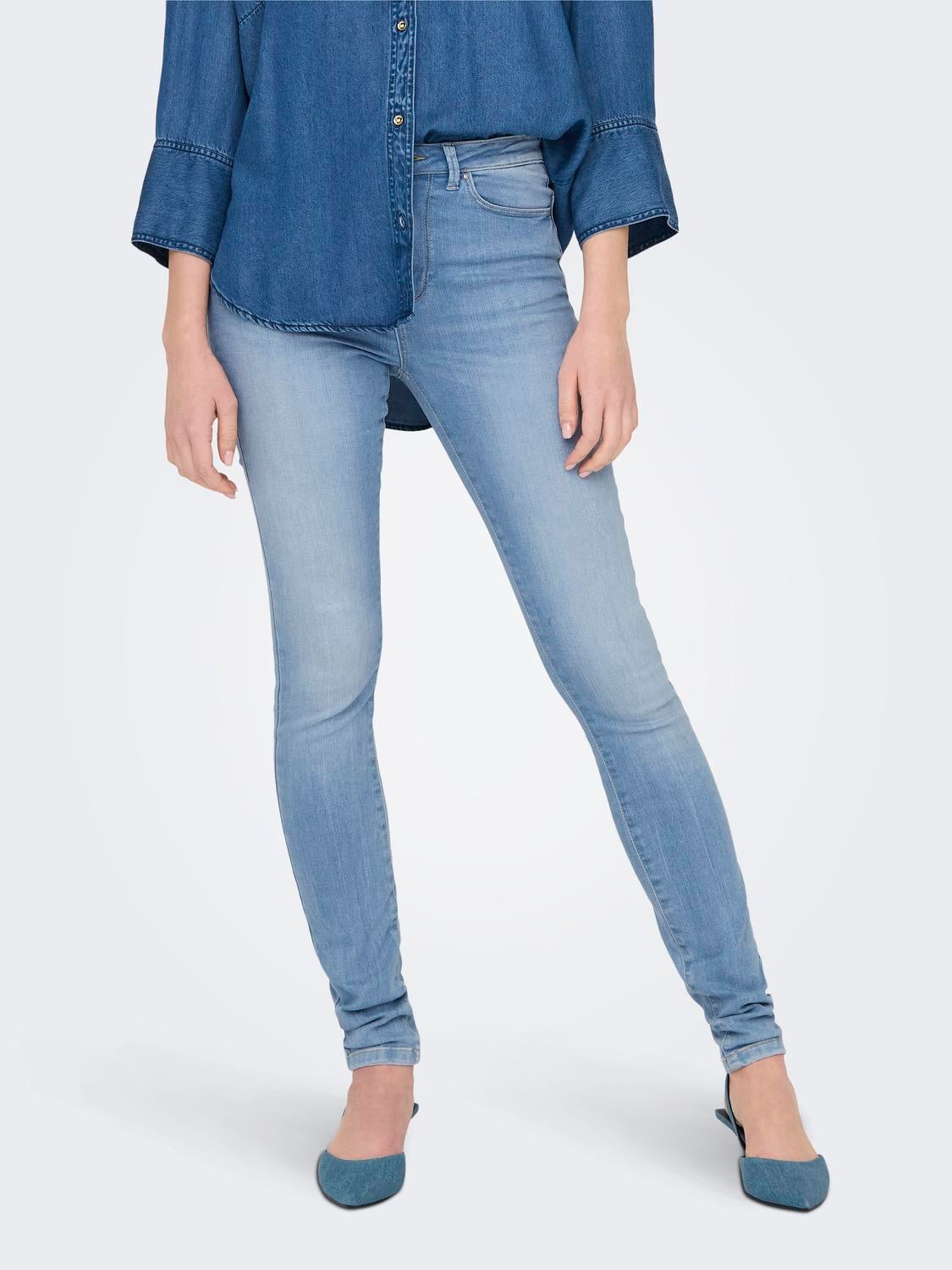 ONLFOREVER Hohe Taille Skinny Fit Jeans Light Blue Denim