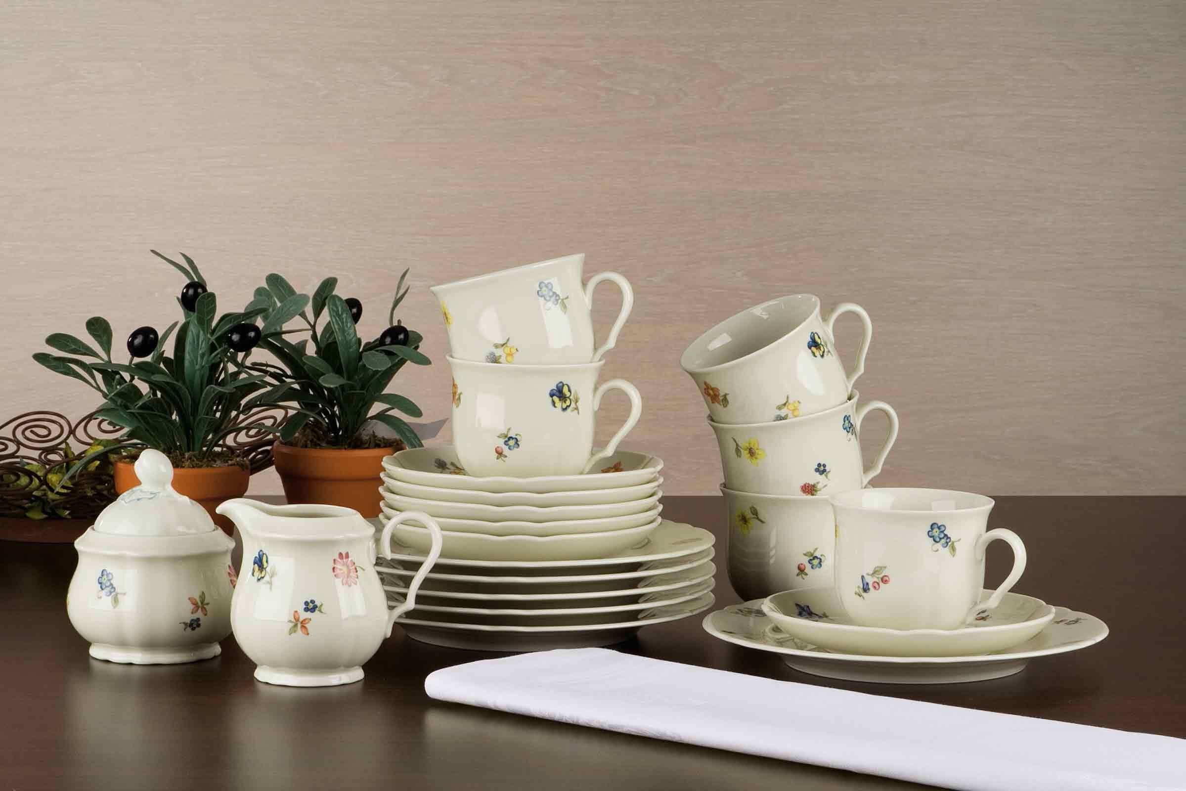 Seltmann Weiden Kaffeeservice Marieluise Elfenbein Blütenmeer 20er Set