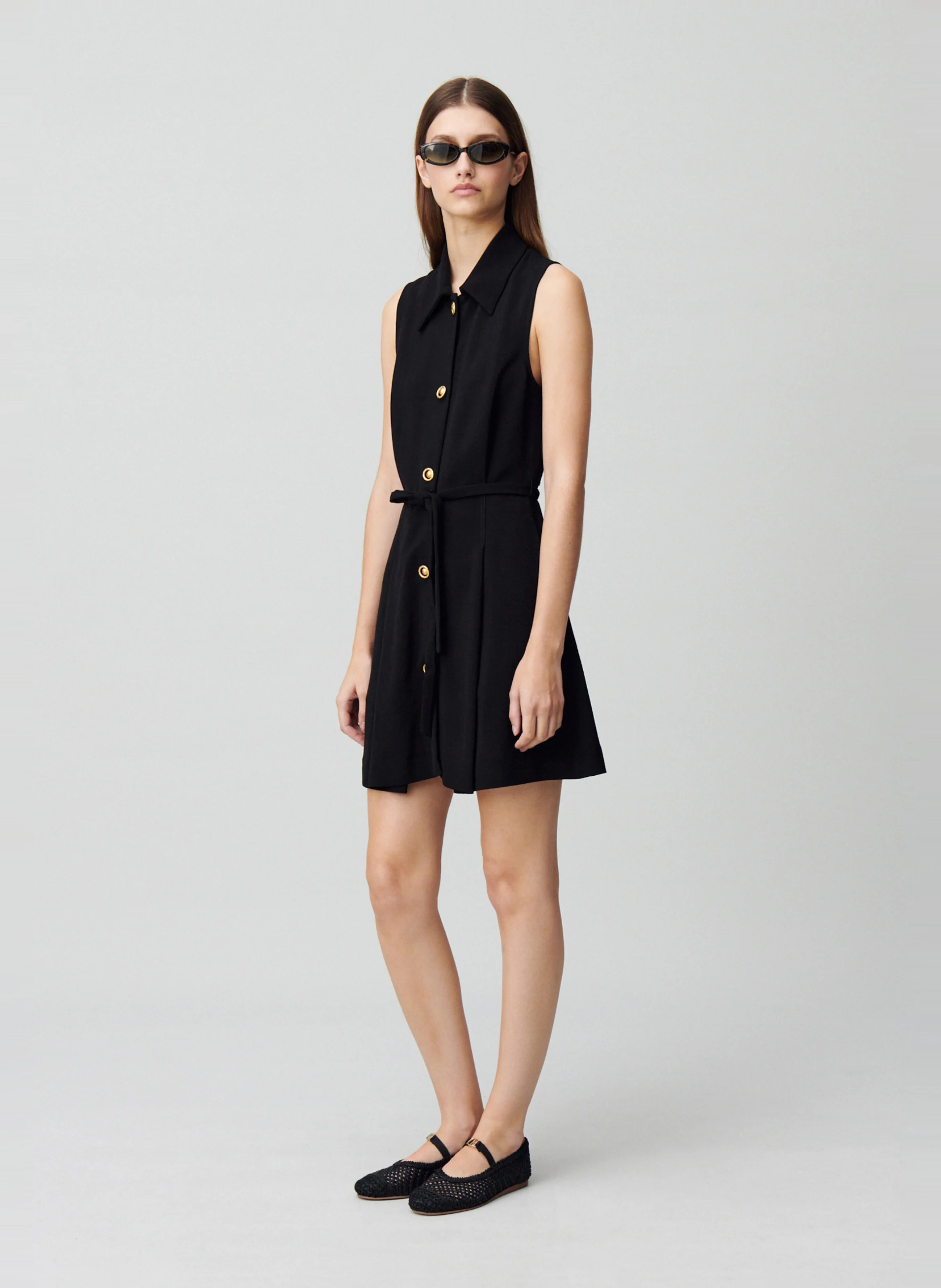 Robe courte boutonnée| Noir