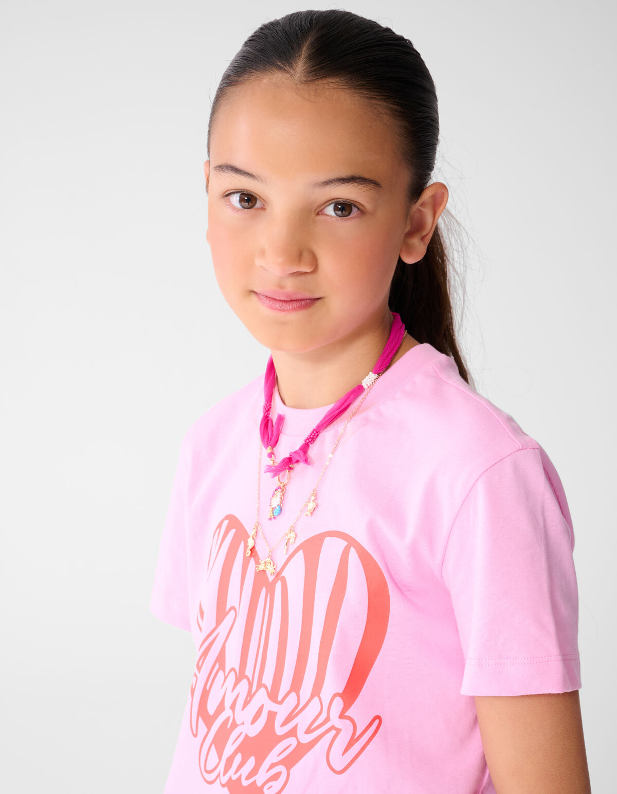 Heart Club Artwork T-shirt Roze