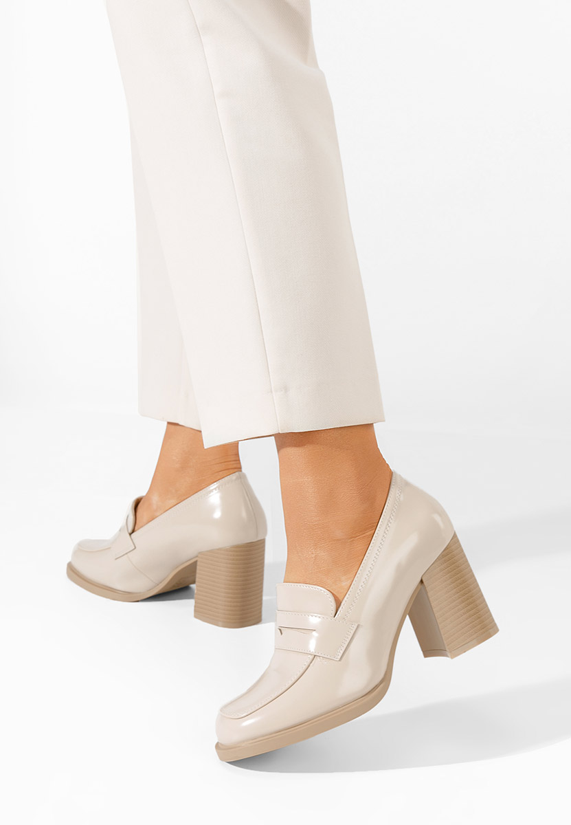 Mocassins à talon beige Odesia