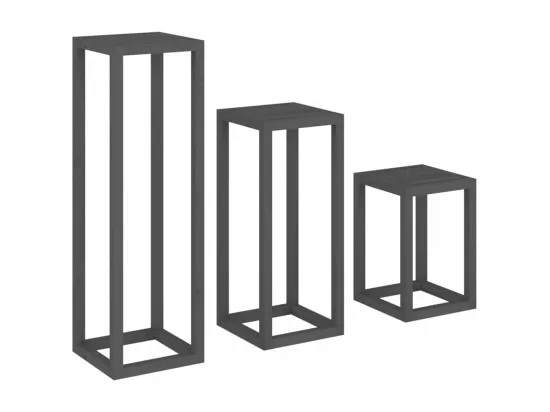 Ensemble de supports pour plantes 3 pcs Gris Bois de pin massif