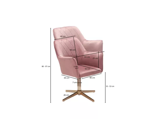 Chaise de Bureau Design Velours Pivotante Confortable - Style Art Déco - Charge 120 kg