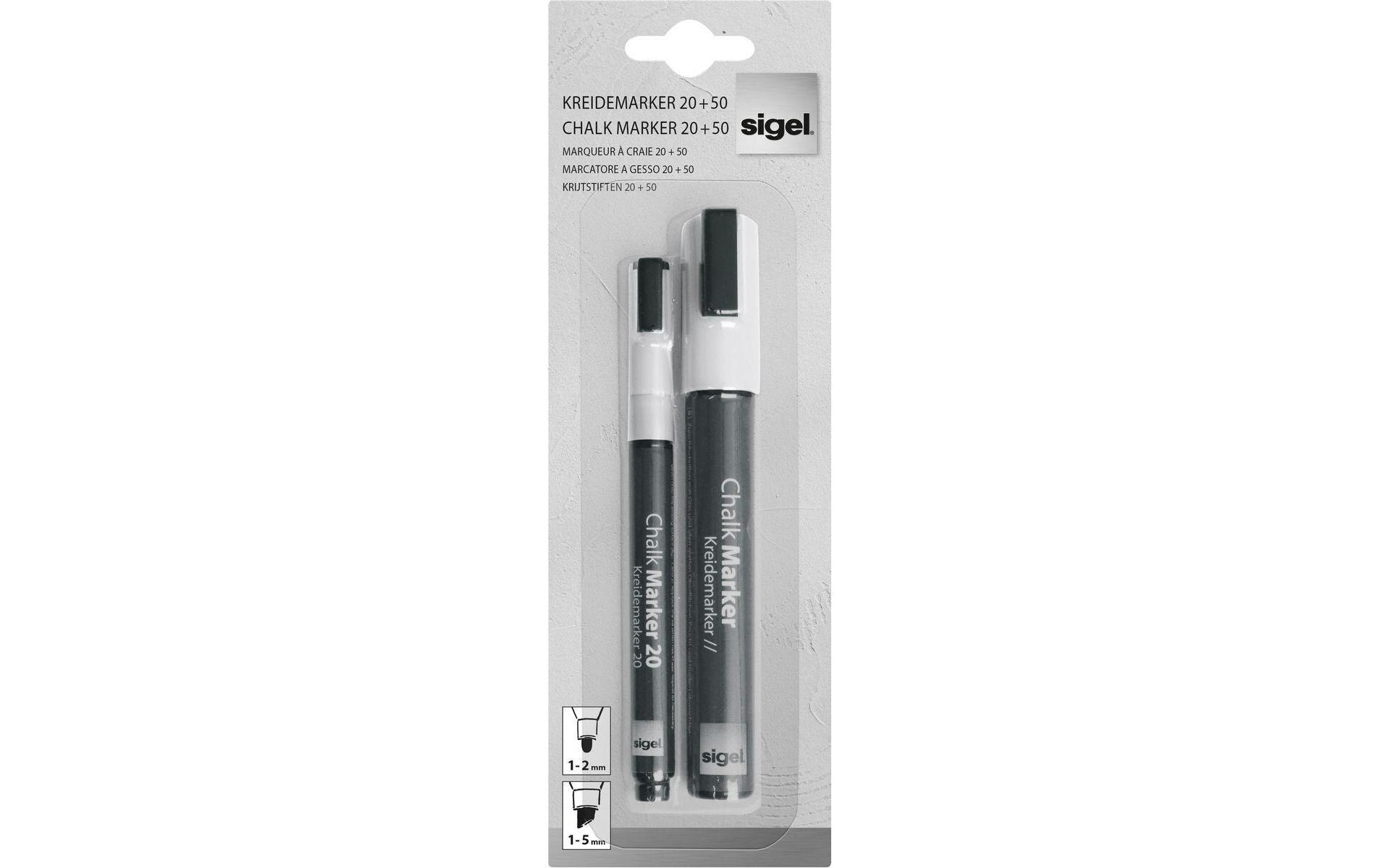 Kreidemarker 20 und 50 2 Stück, WeissKreidemarker für Glas-Magnetboards