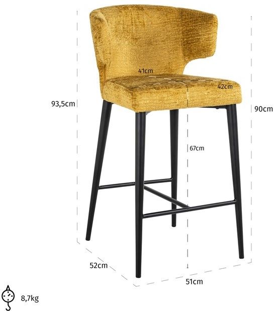 Barstoel S4715 Mustard Fusion Taylor B51 x D52 x H93.5 cm