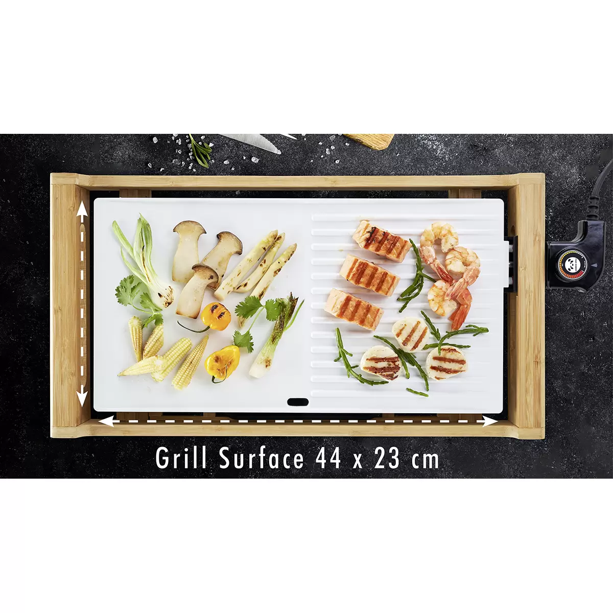 Tischgrill Bamboo Grill braun,weiss