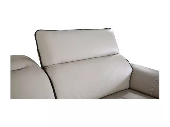 Canapé 3 places Cuir ELLIE Beige - Angle Droit