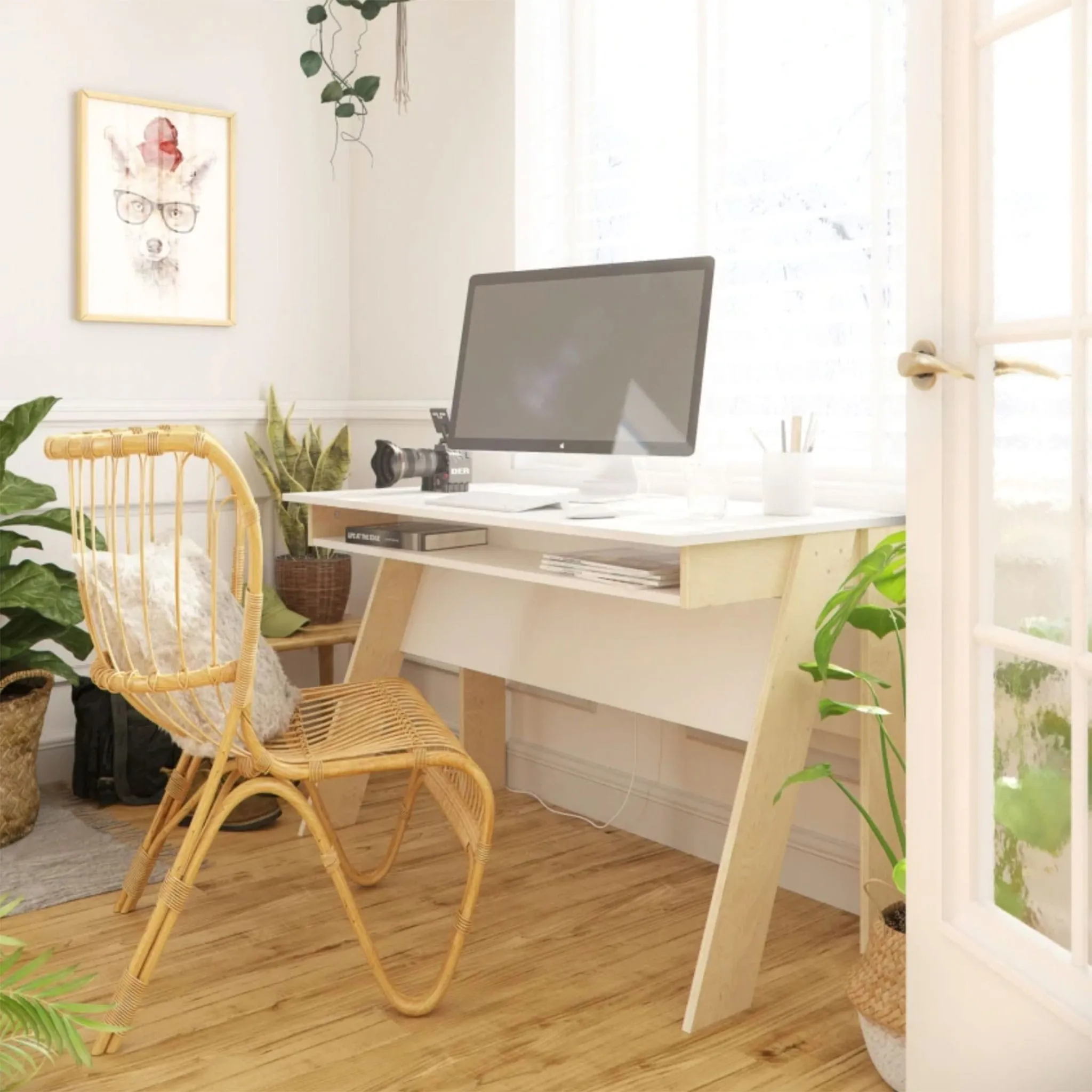 Nexera Bureau de Travail Tangent - Blanc  Naturel