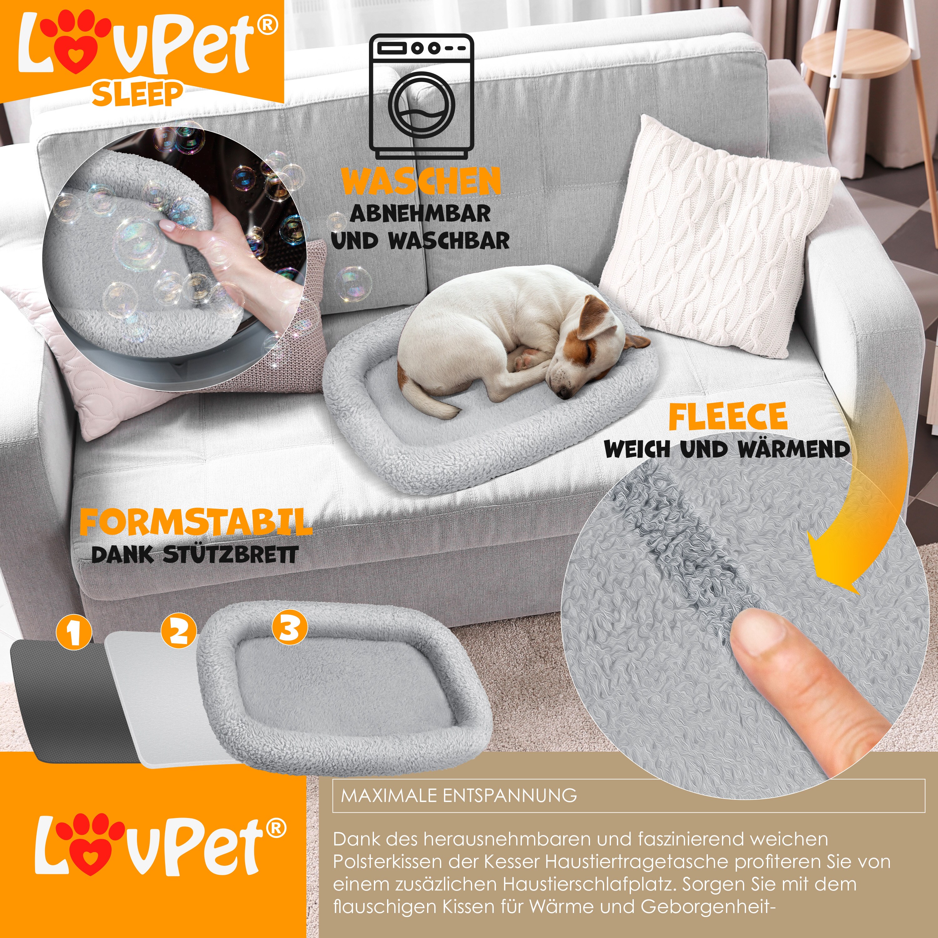 LOVPET® Hundebox Hundetasche Transportbox 2in1 Hunde & Katzentasche Hundetransportbox inkl. Pet-Kissen + 3x Beutelrollen + Napf 44x31x36xm Transporttasche für Haustiere, Haustiertransportbox