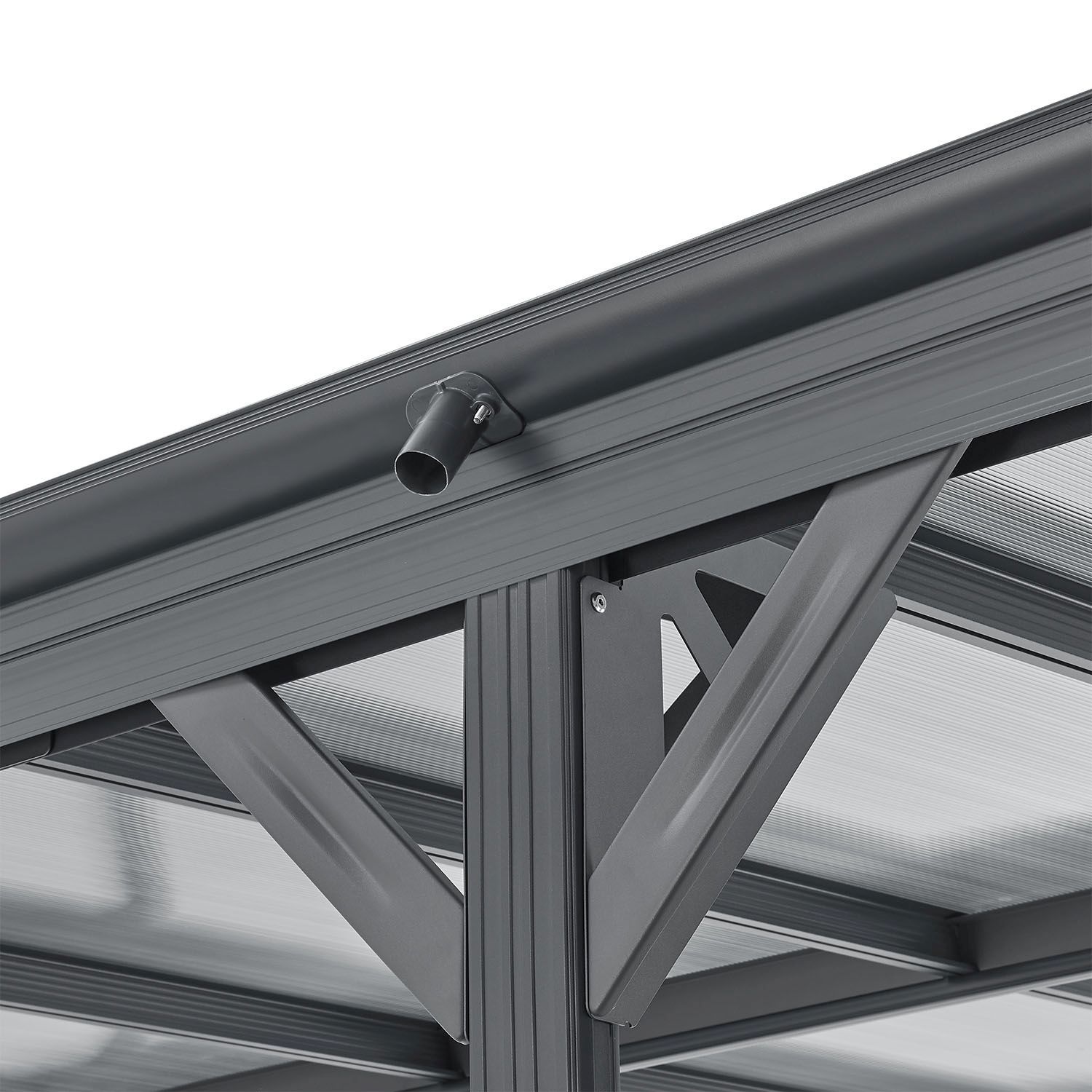 Juskys Carport mit Flachdach 5x3 m – freistehende Überdachung aus Aluminium mit Doppelstegplatten