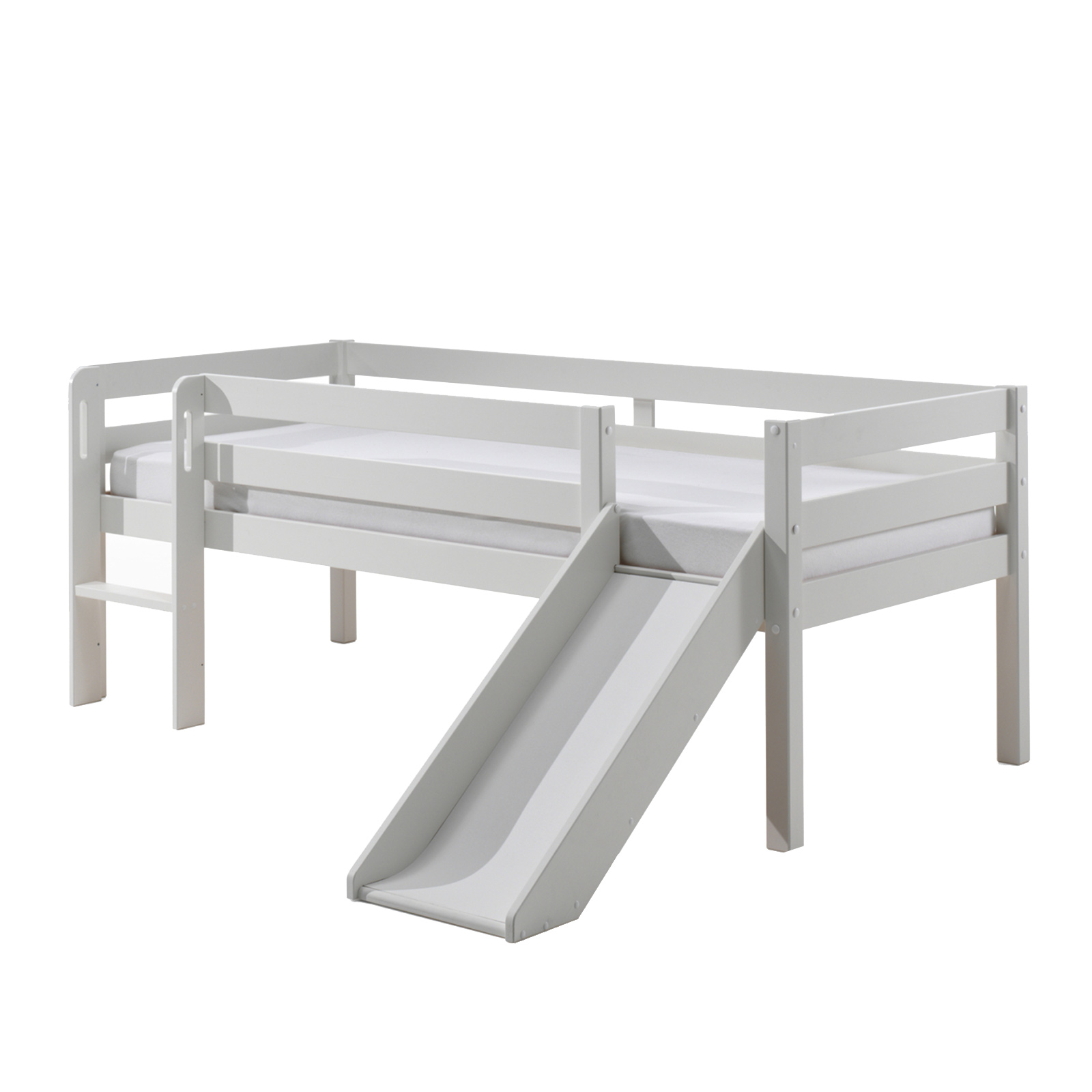Kojen-Spielbett - weiß - Leiter - Rutsche - 90x200 cm