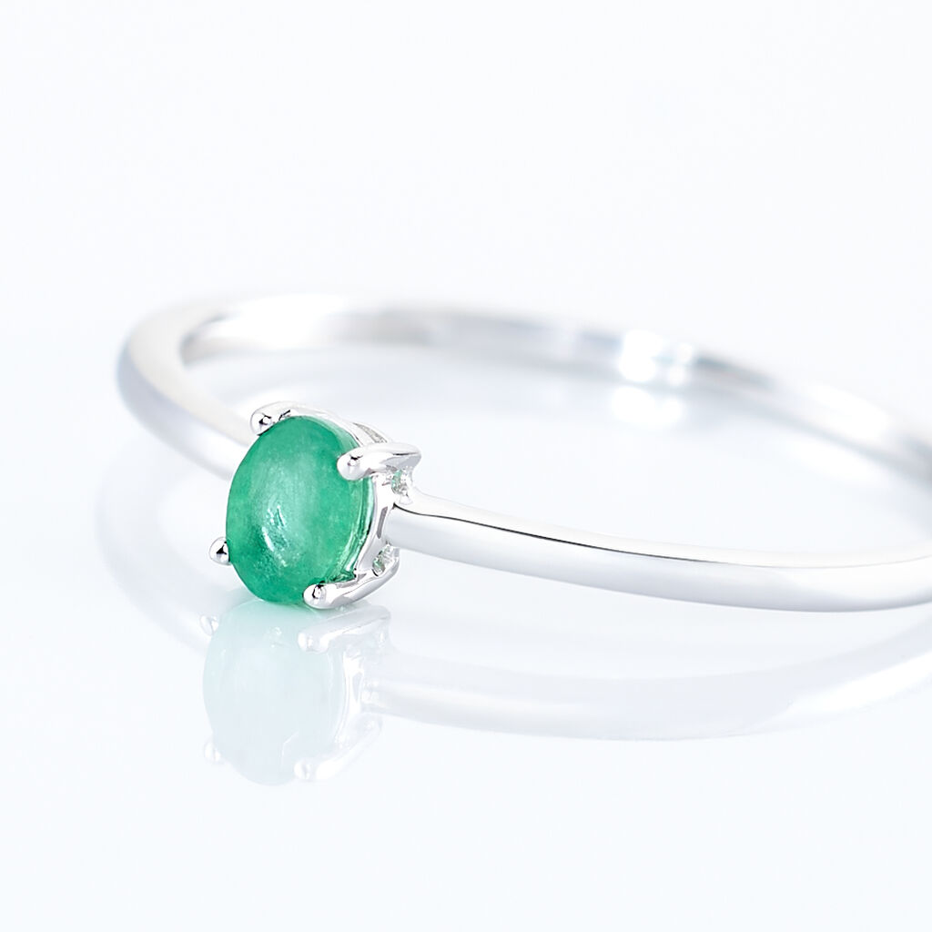 Bague Solitaire Dota Or Blanc Emeraude