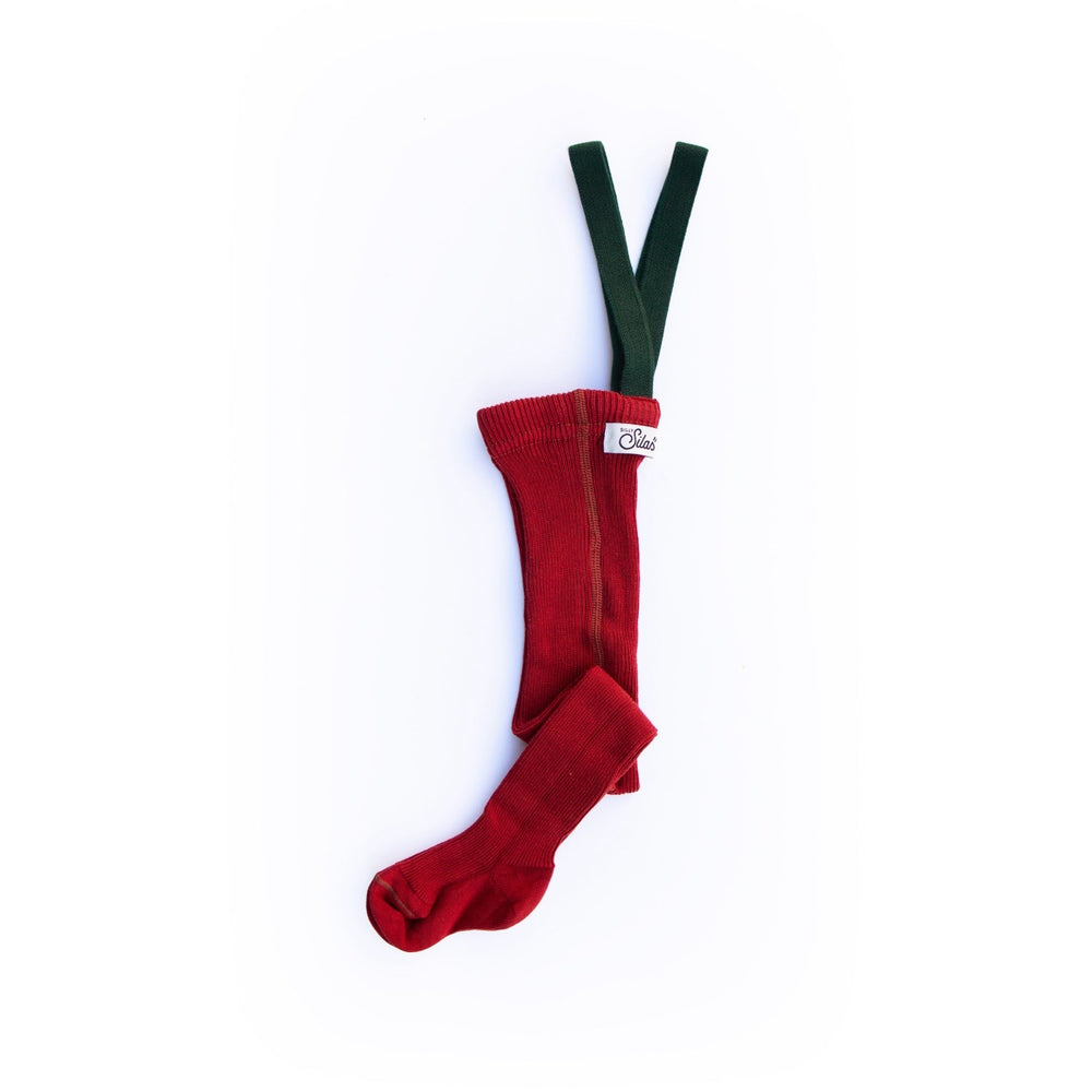 Køb Silly Silas Maple Leaf With Dark Forest Green Footed Strømpebukser Christmas Edition