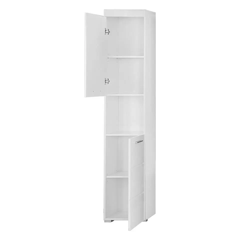 Hioshop AmandaMando kolomkast 2 deuren- 1 open vak wit- wit hoogglans