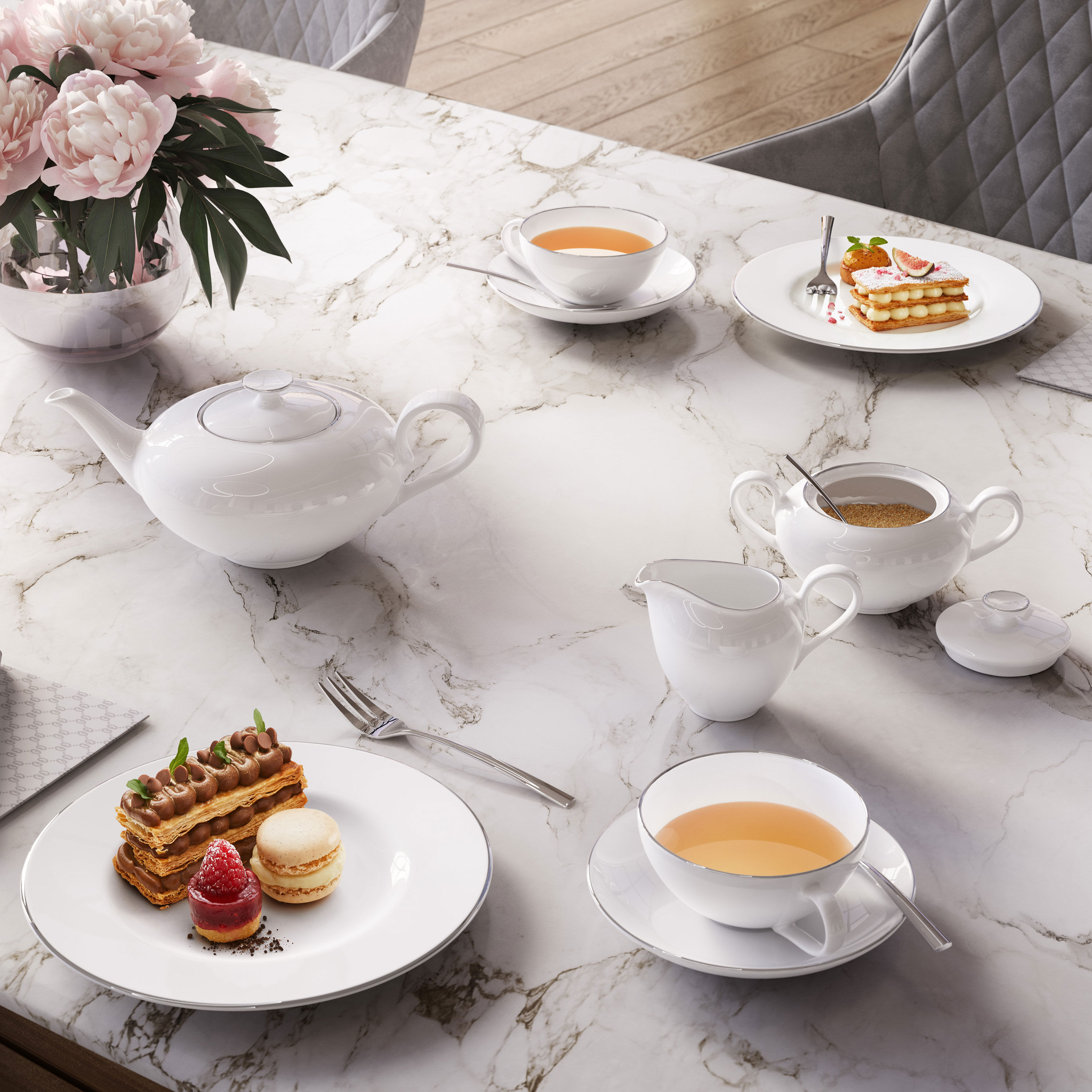Anmut Coffee cup saucer White, 6'', Premium Bone Porcelain