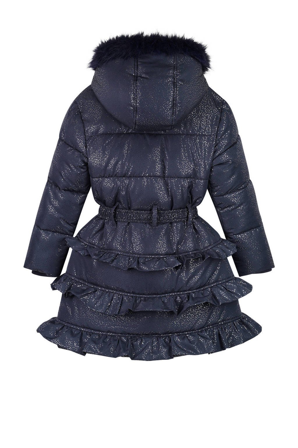 Le Chic gewatteerde jas met glitter donkerblauw