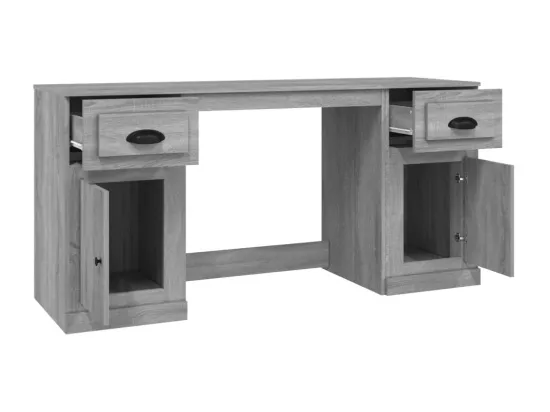 Bureau avec armoire sonoma gris bois d'ingénierie