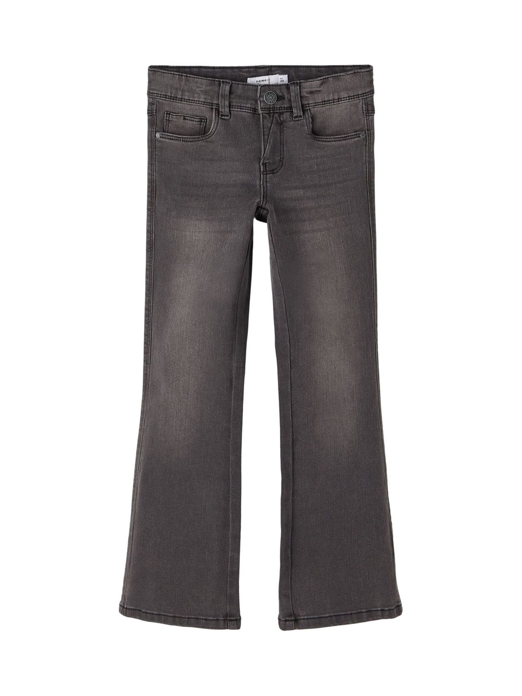Grijs - Name It flare jeans met verstelbare taille voor meisjes