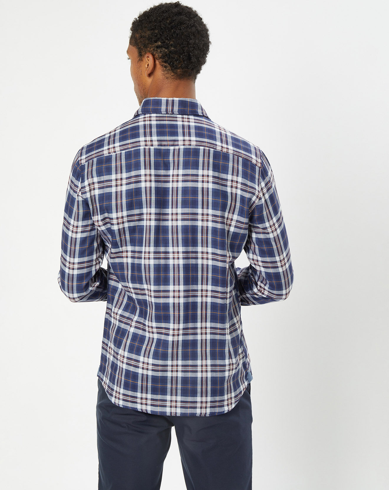 Hackett London Chemise Slim Fit Dark à carreaux bleue