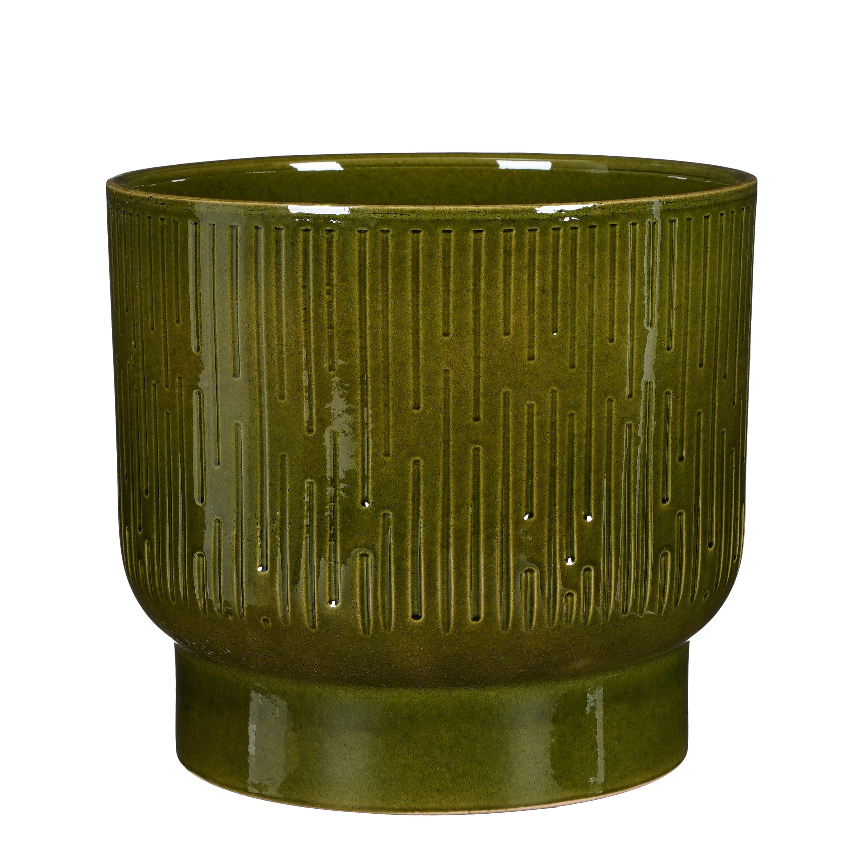 Mica decorations - cache-pot en terre cuite vert foncé d26