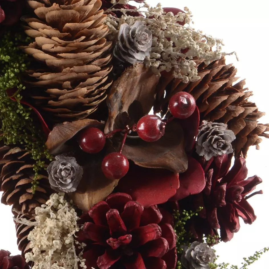 Couronne de Noël (D33 cm) Pompin Bordeaux