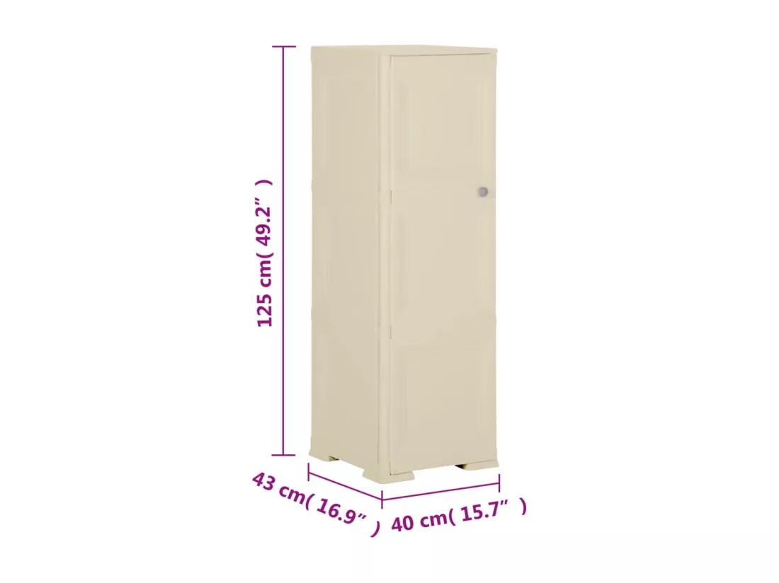 Armoire plastique 40x43x125 cm design de bois blanc angora