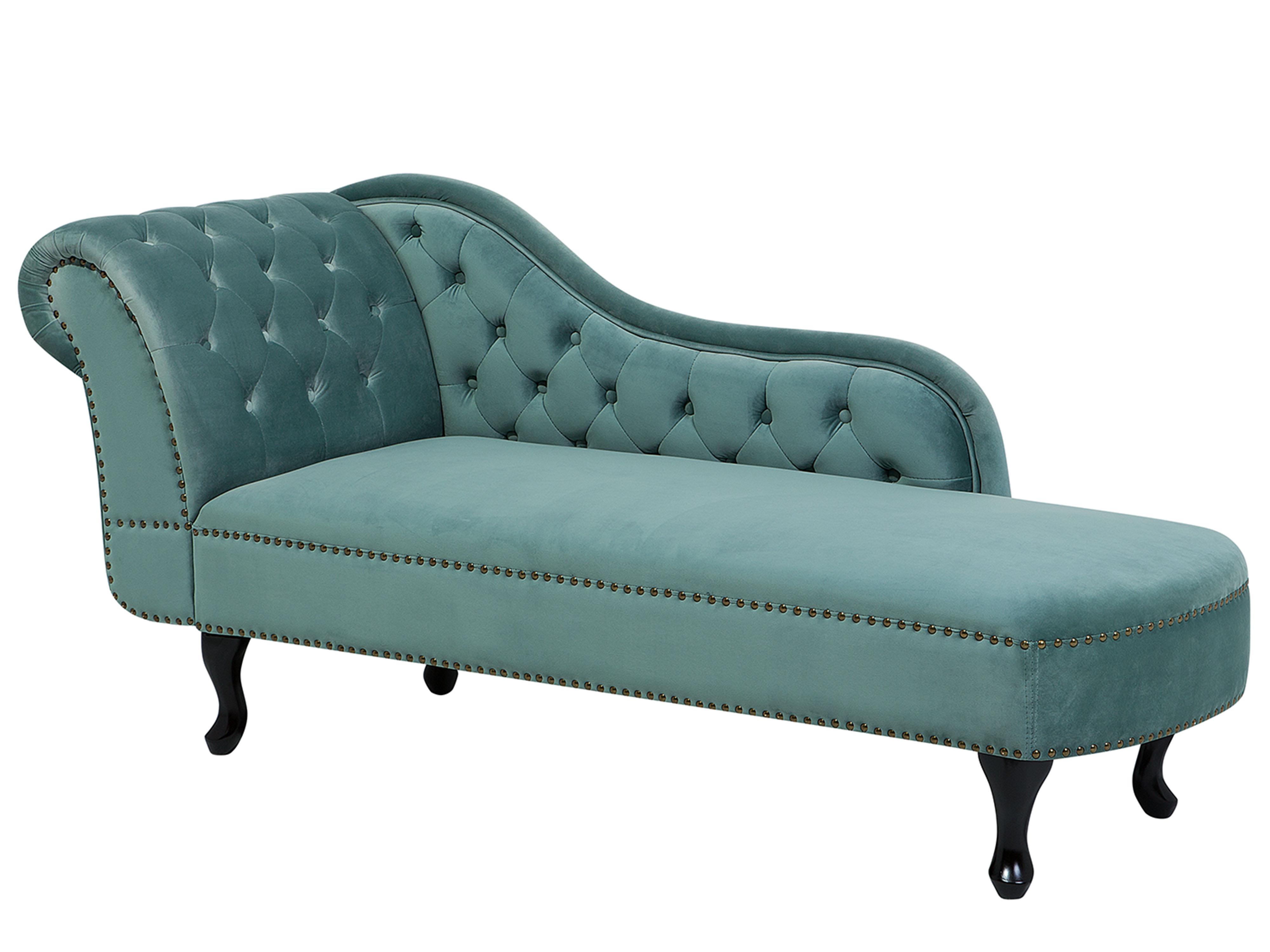 Linkszijdige chaise longue NIMES Fluweel Mintgroen