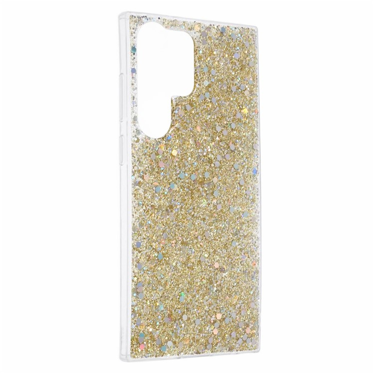 Samsung Galaxy S23 Ultra 5G Gummi Case Schutzhülle im Glitzer Design - Gold / Transparent